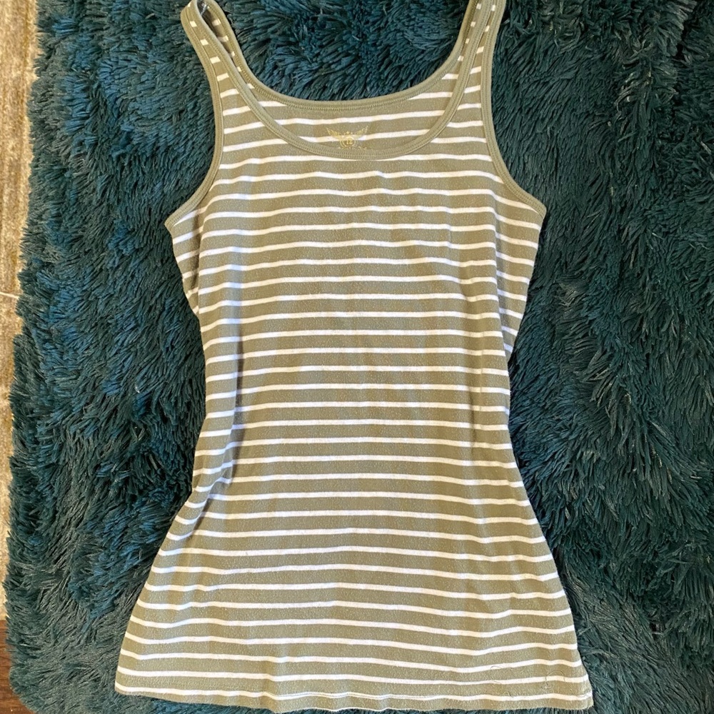 green and white striped tank top